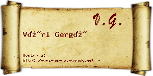 Vári Gergő névjegykártya